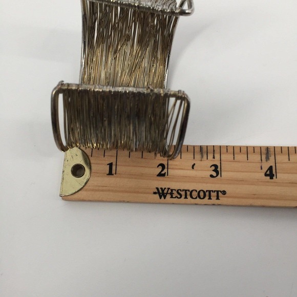 Handmade Metal Wire Wrist Cuff Bracelet Artist Designed Gold Tone Minimalist - Picture 6 of 6